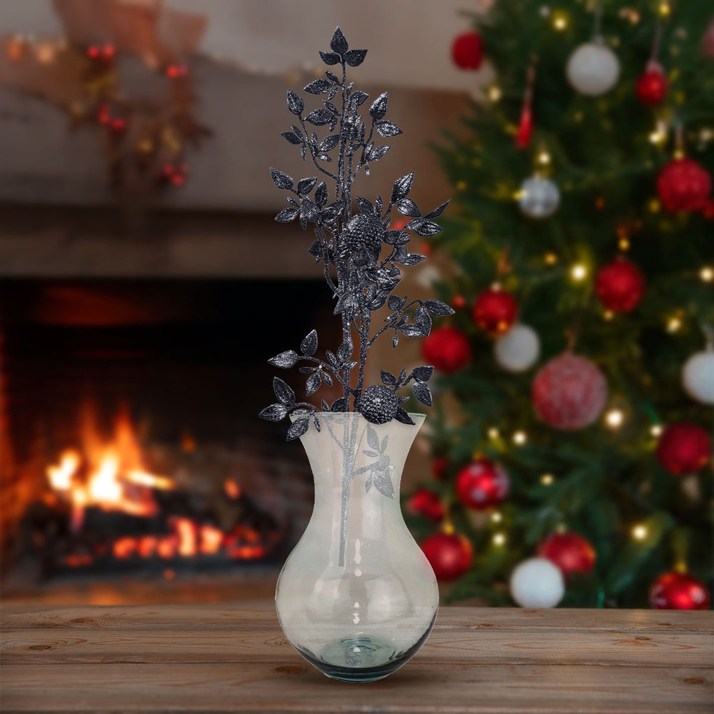 Vara de Follaje Artificial, Color Gris