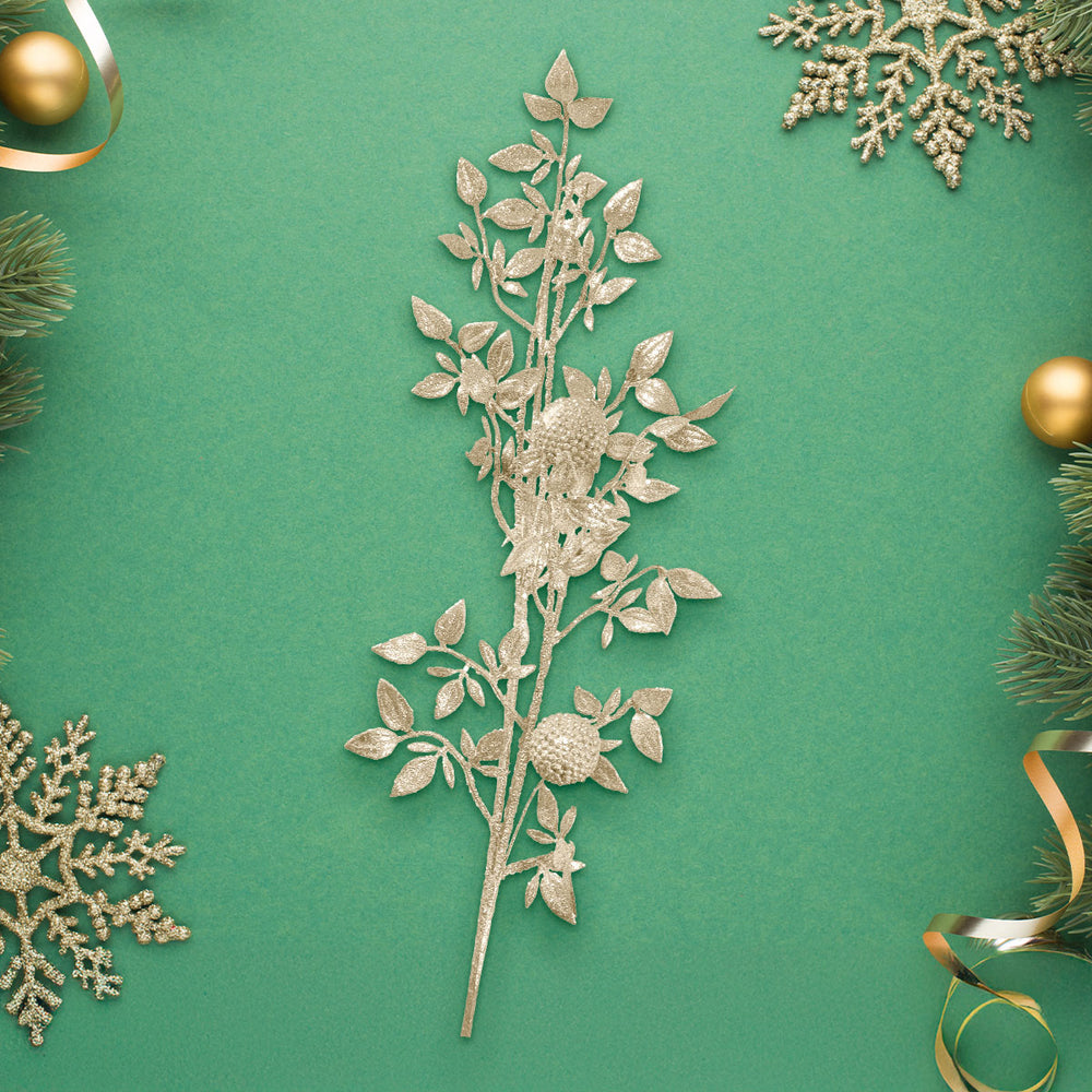 Vara de Follaje Artificial, Color Oro