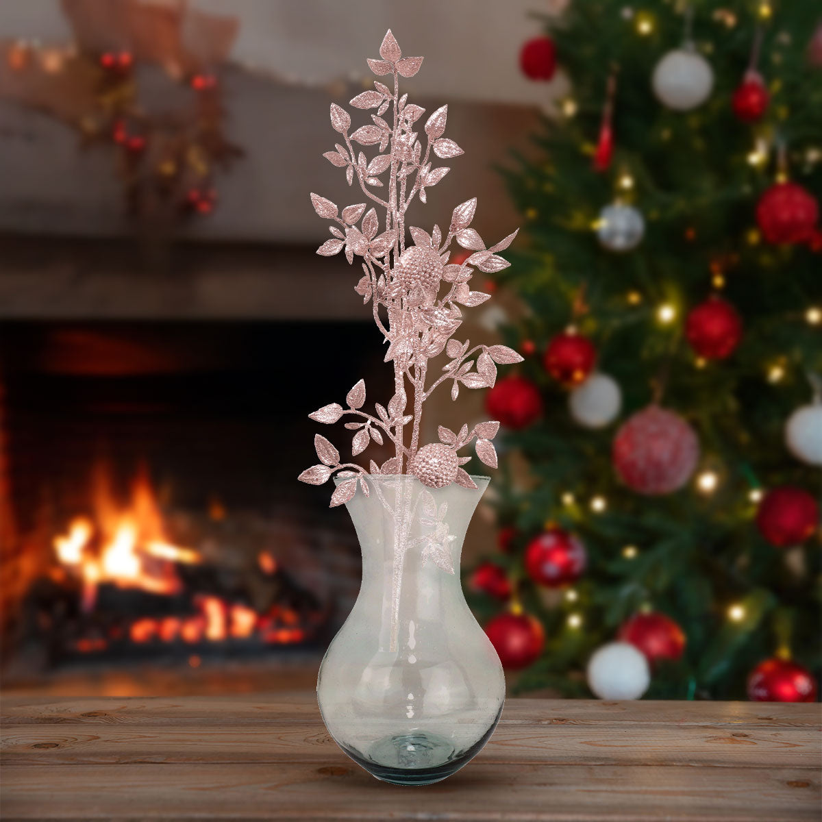 Vara de Follaje Artificial, Color Rose Gold