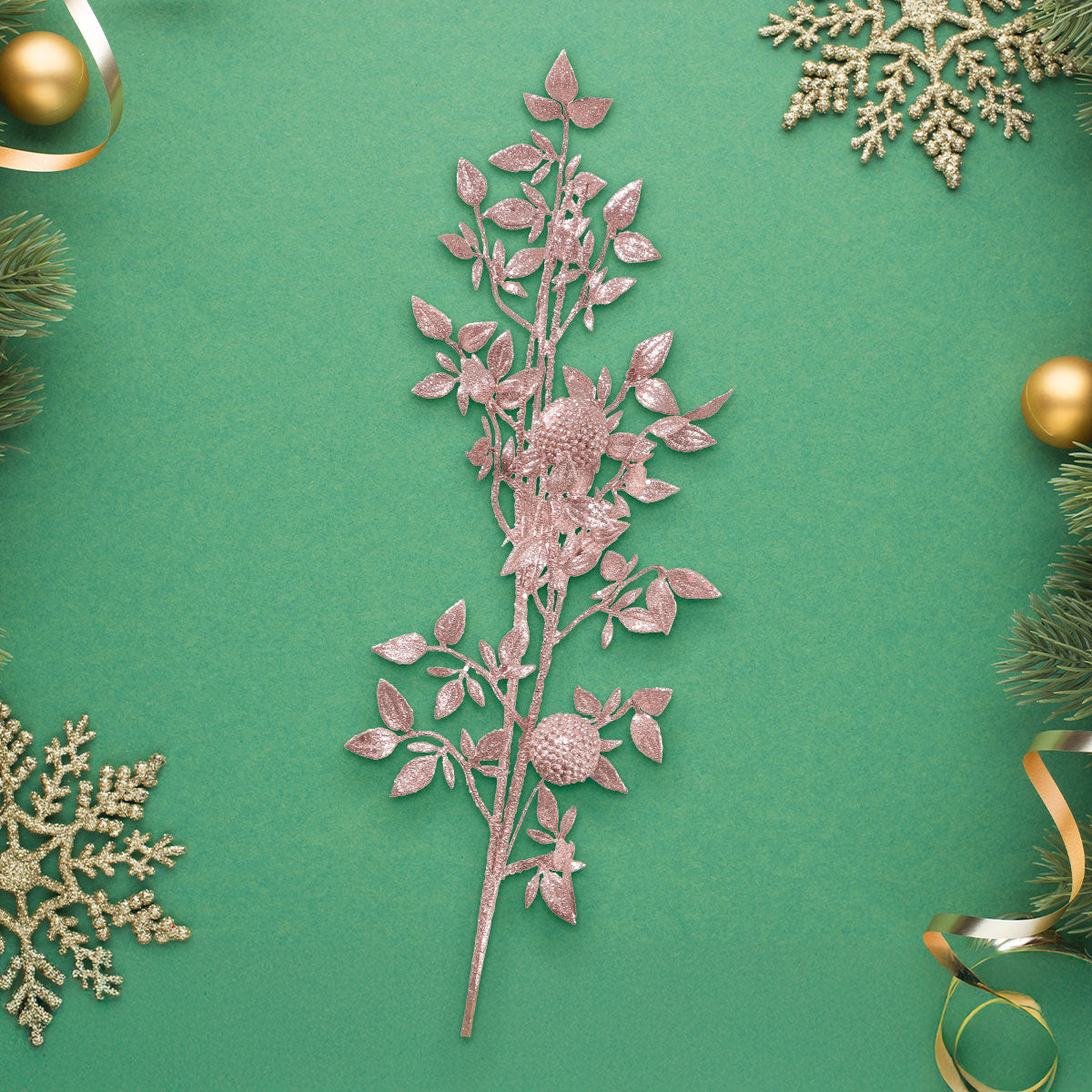 Vara de Follaje Artificial, Color Rose Gold