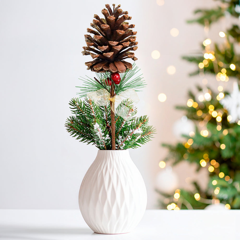 Piña Navideña con Glitter, Color Oro