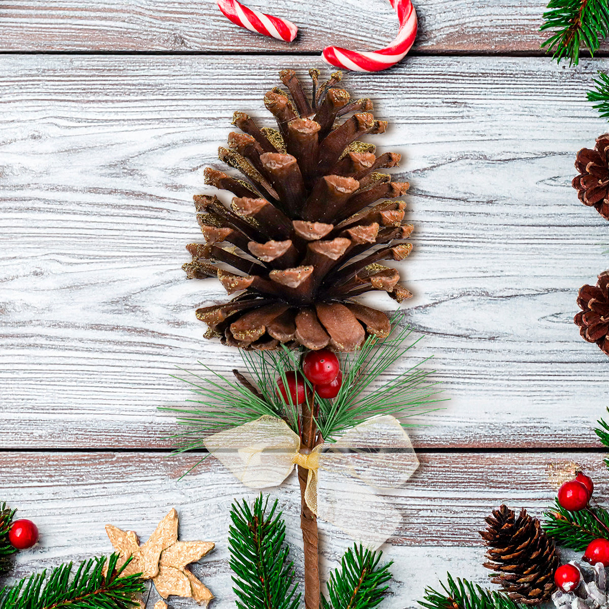 Piña Navideña con Glitter, Color Oro