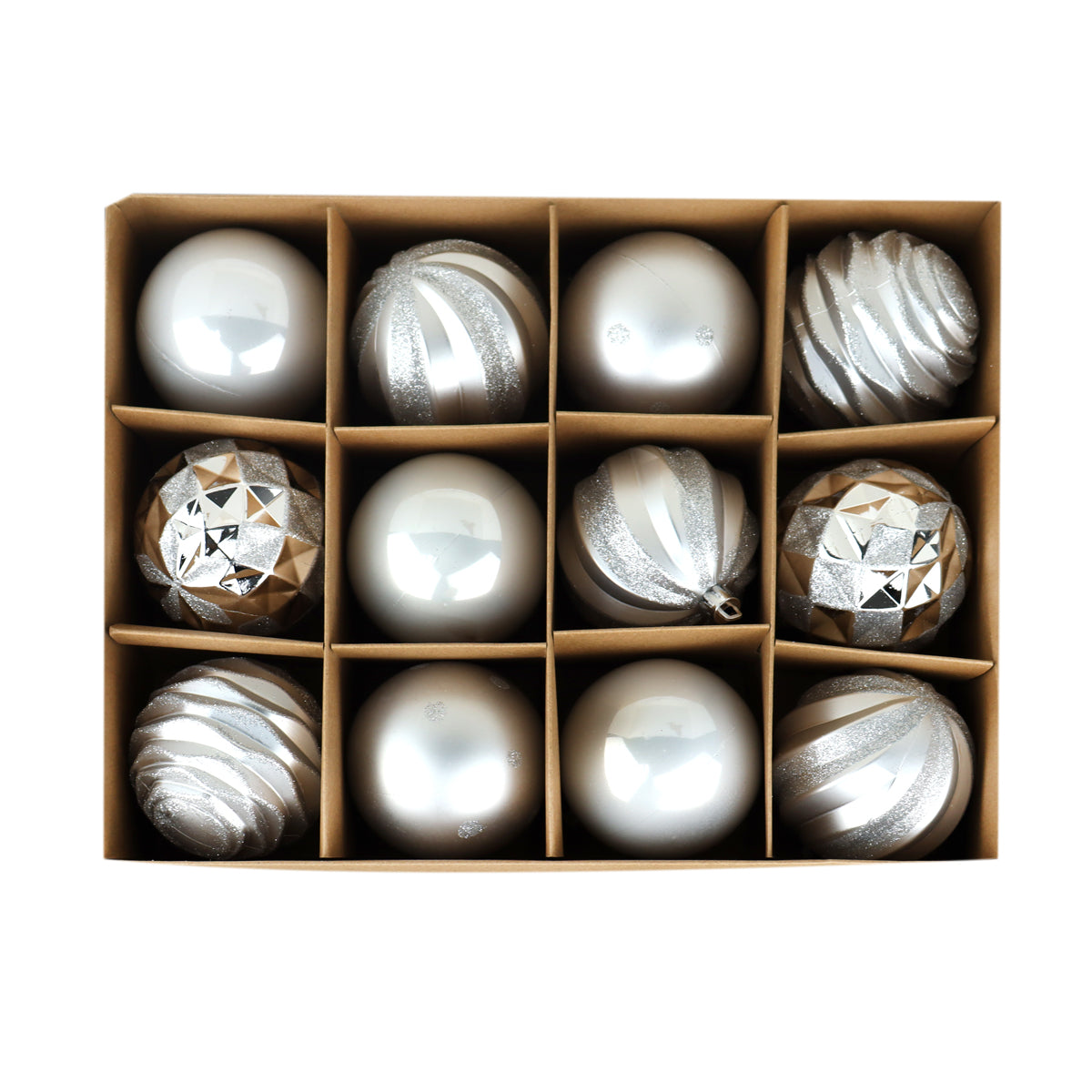 Set de Esferas Navideñas color Plata, 12pzas