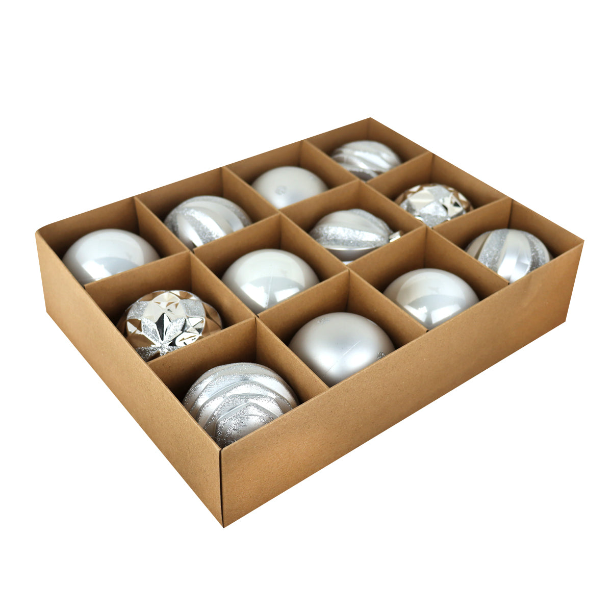 Set de Esferas Navideñas color Plata, 12pzas