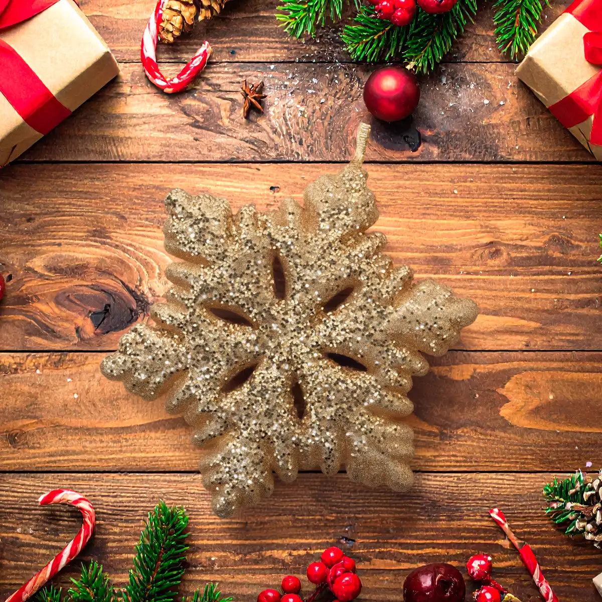 Copo de Nieve color Oro con Diamantina
