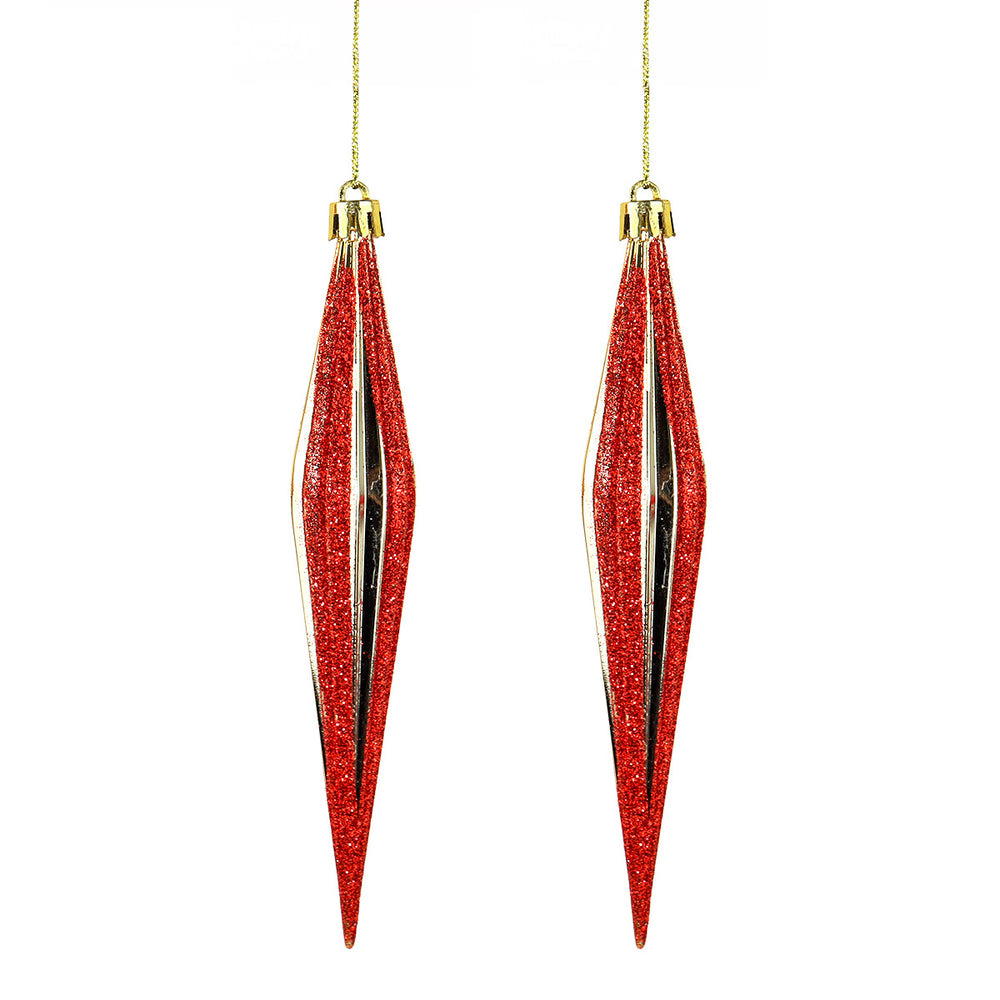 Ornamento Diamante, 2 pzas, Color Rojo