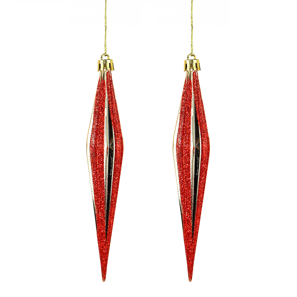 Ornamento Diamante, 2 pzas, Color Rojo