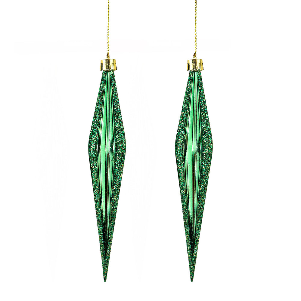Ornamento Diamante, 2 pzas, Color Verde
