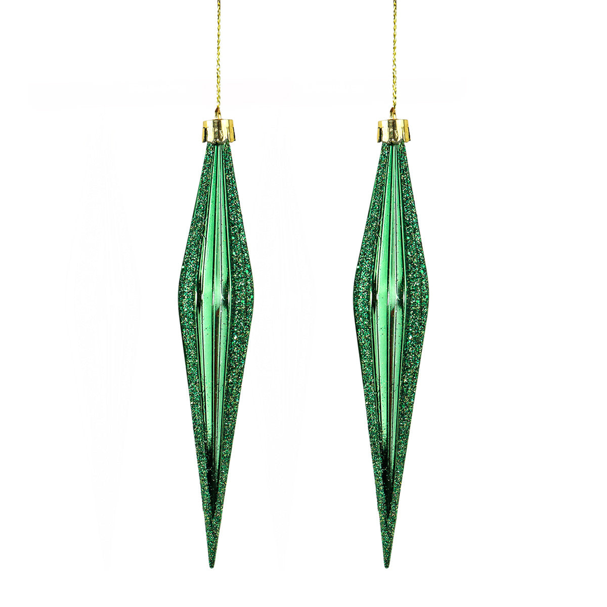 Ornamento Diamante, 2 pzas, Color Verde