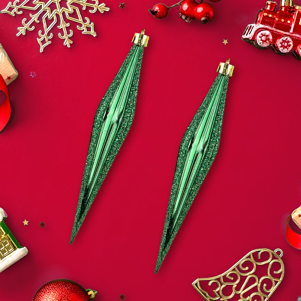 Ornamento Diamante, 2 pzas, Color Verde