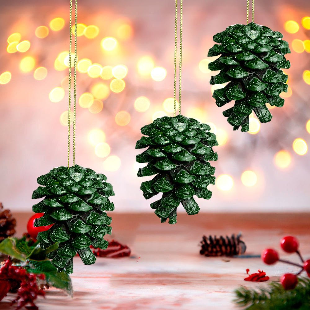 Ornamentos, Piñas Navideñas, Color Verde