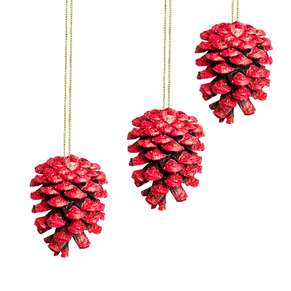 Ornamentos, Piñas Navideñas, Color Rojo