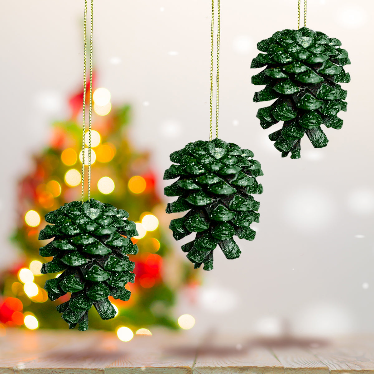 Ornamentos, Piñas Navideñas, Color Verde
