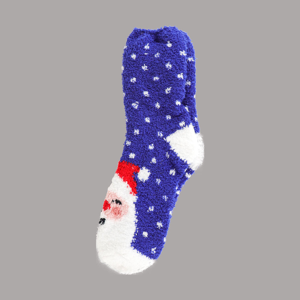 Calcetines Calientitos Navideños, Santa Claus, Color Azul