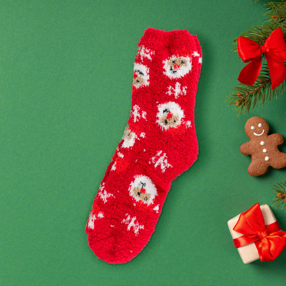 Calcetines Calientitos Navideños, Santa Claus, Color Rojo