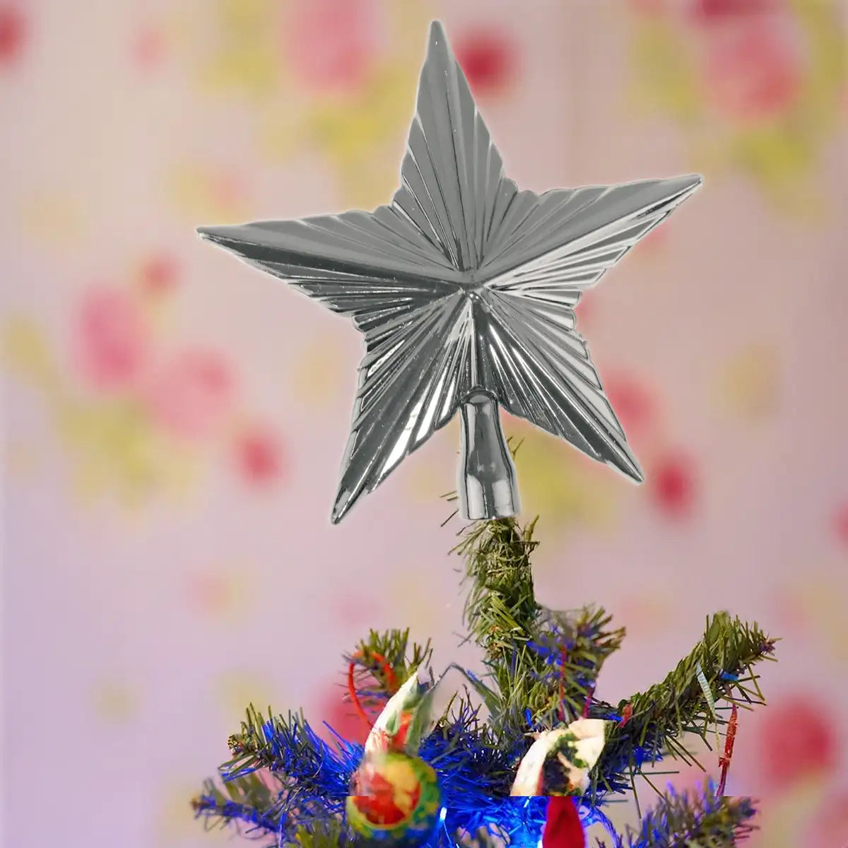 Estrella color Plata para Punta de Árbol de Navidad