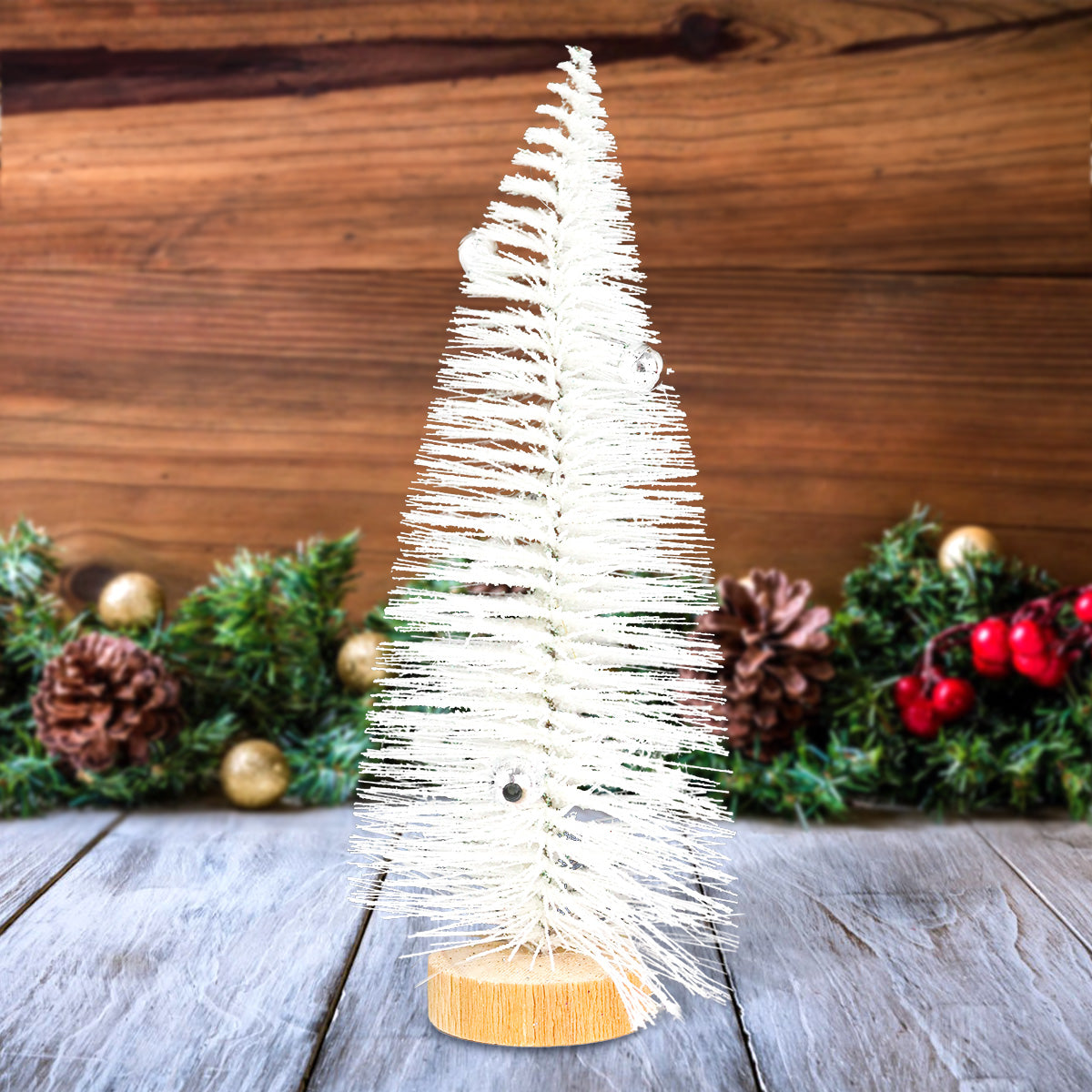 Mini Pino Brillante de Navidad con Esferas, Color Blanco