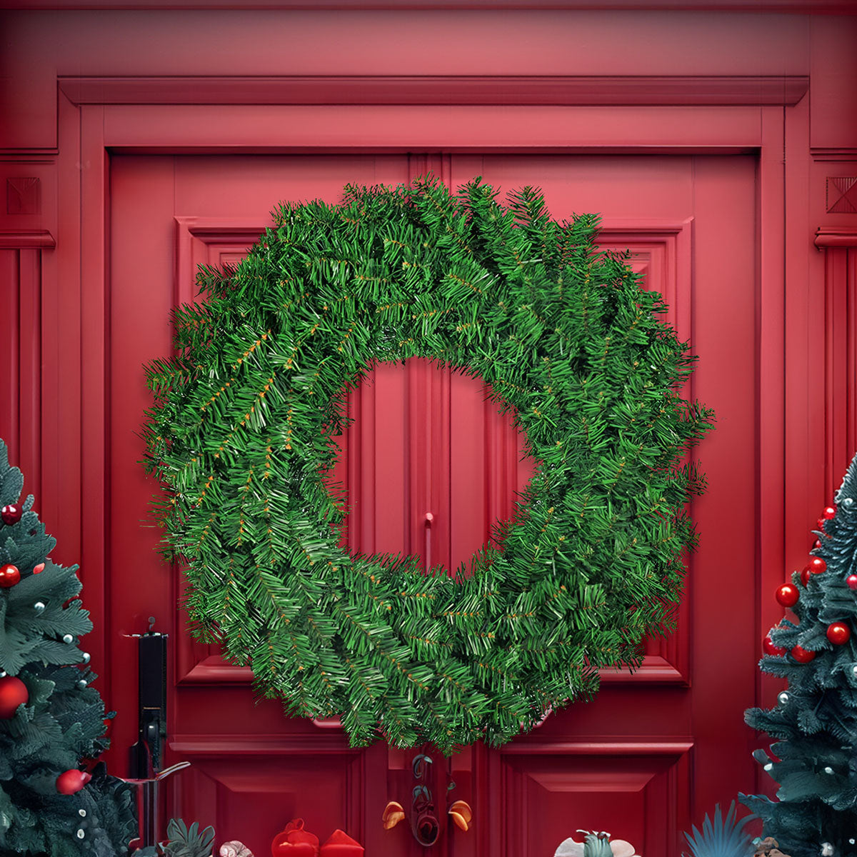 Corona Navideña color Verde, 40 cm