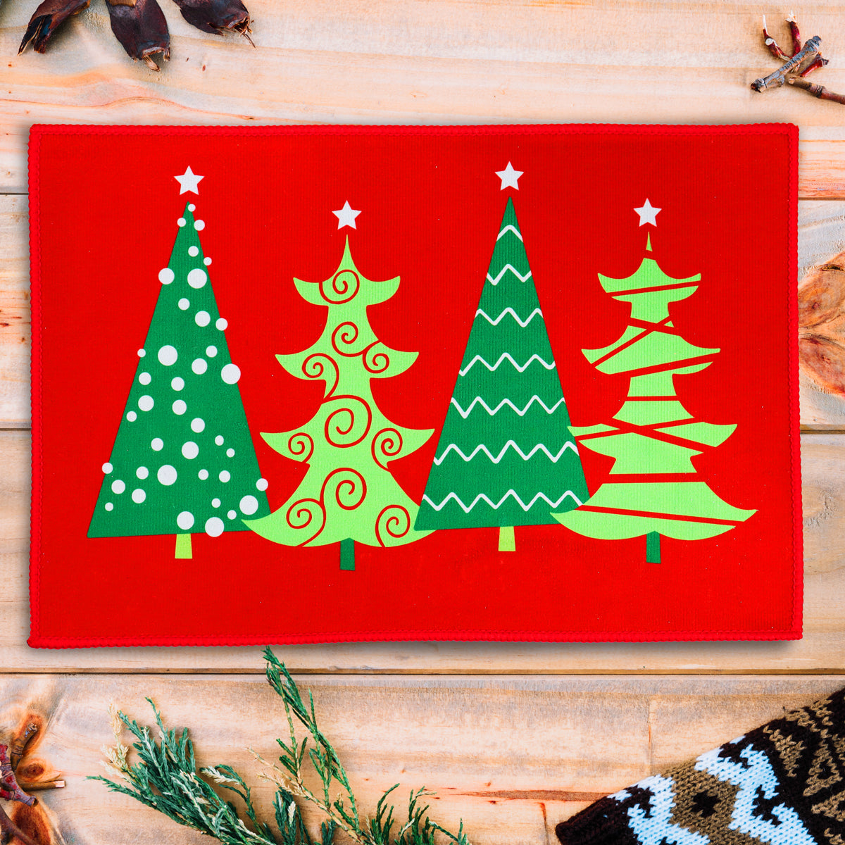Carpeta Navideña, Pinos, 40x60 cm