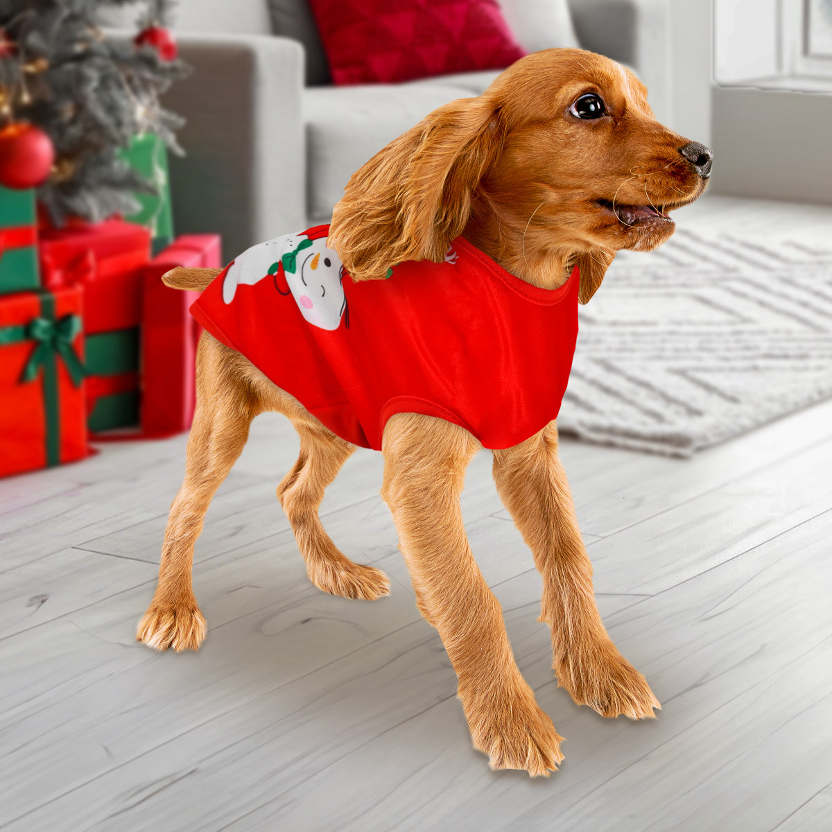 Playera Navideña color Rojo para Perro, "Feliz Navidad"