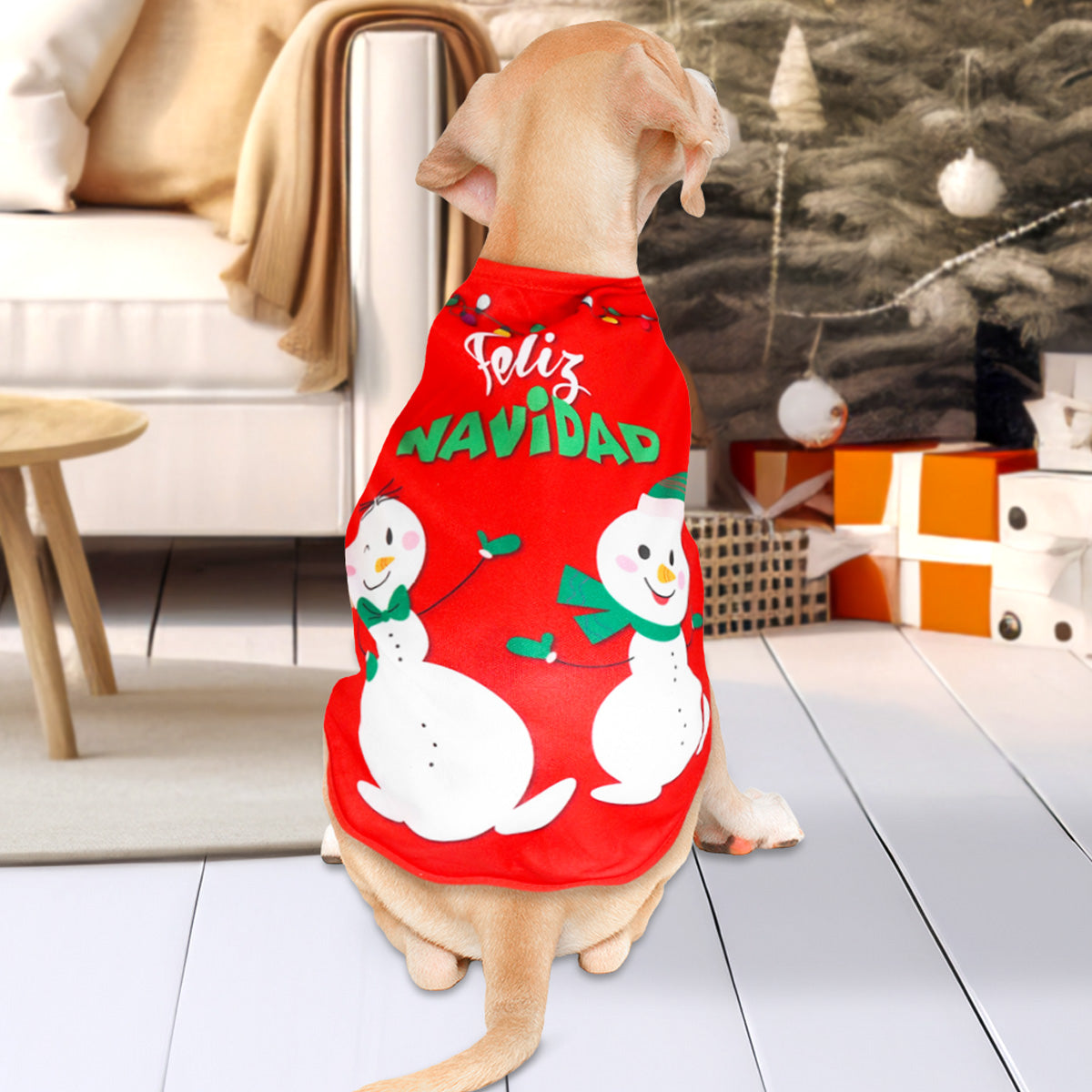 Playera Navideña color Rojo para Perro, "Feliz Navidad"