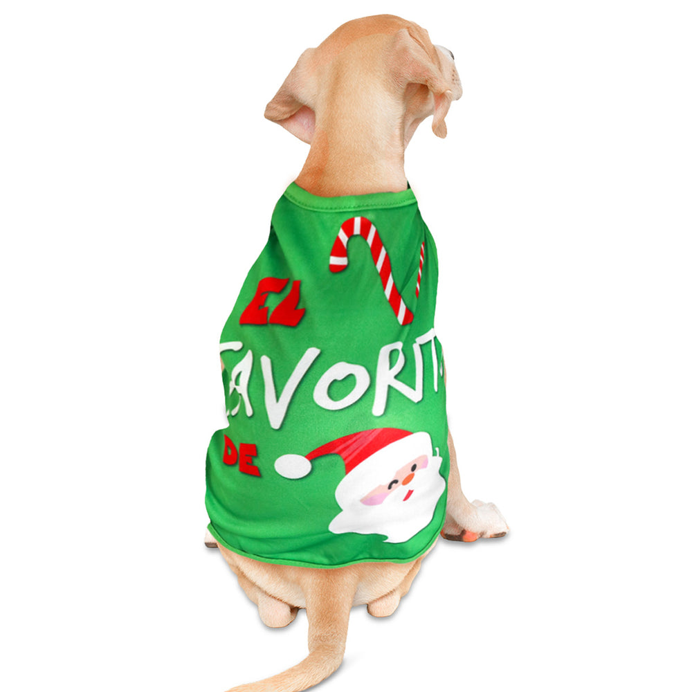 Playera Navideña color Verde para Perro, "El Favorito de Santa"