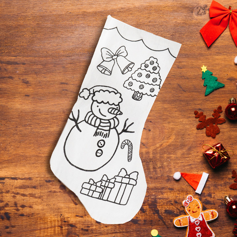 Bota Navideña para Pintar, Muñeco de Nieve