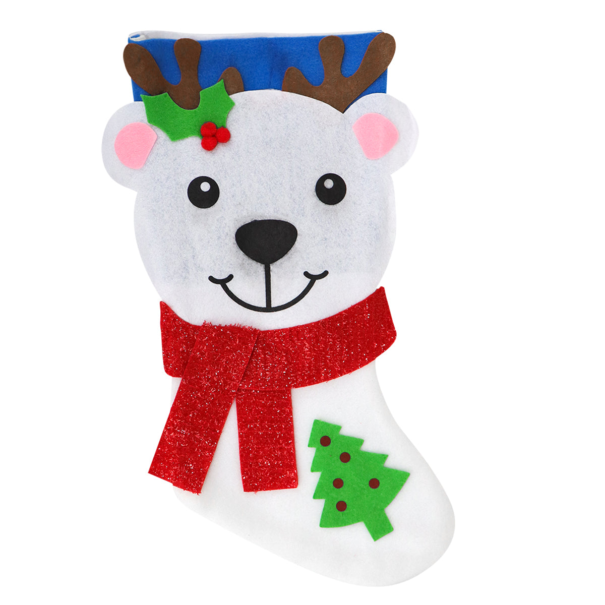 Bota Navideña, Oso con Bufanda, 40 cm