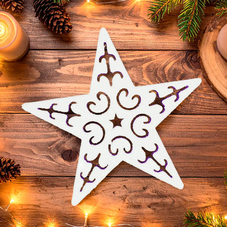Ornamento Navideño en Forma de Estrella color Blanco, 3pzas