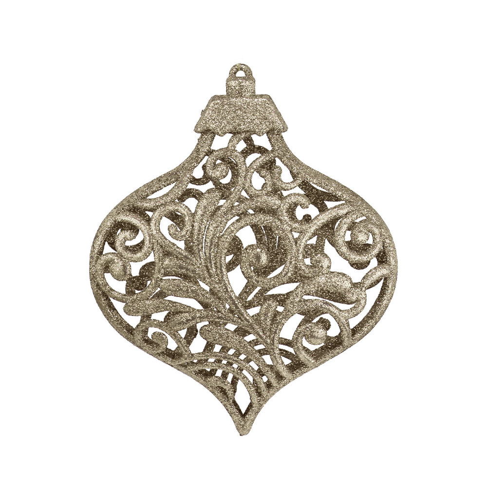 Esfera Ornamento Navideño con Glitter, Color Café, 17 cm