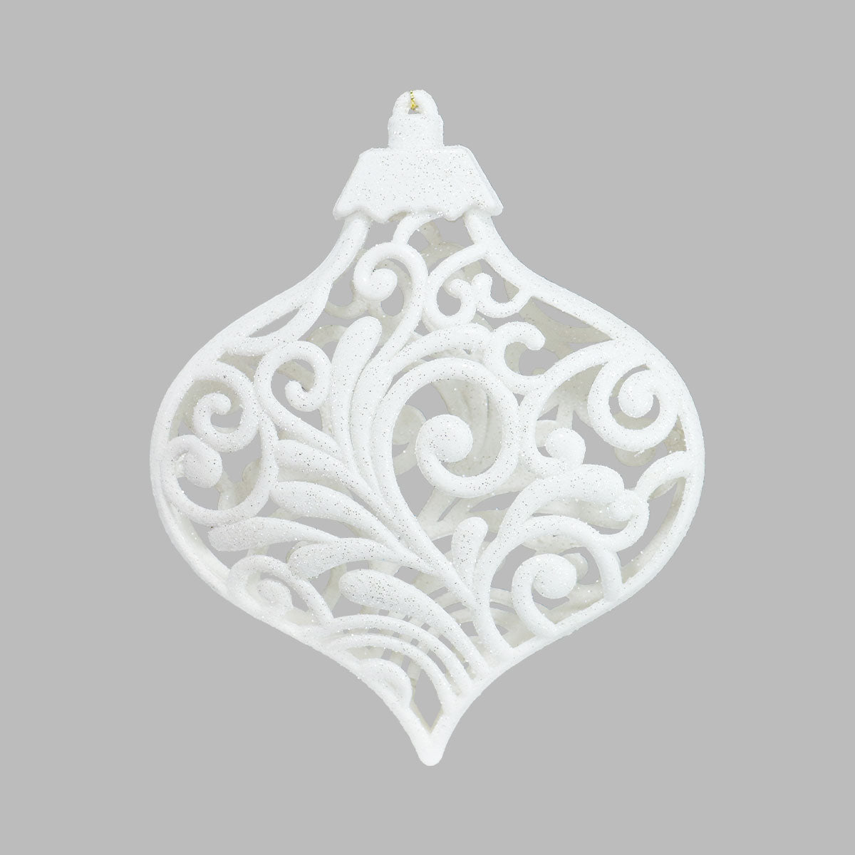 Esfera Ornamento Navideño con Glitter, Color Blanco, 17 cm