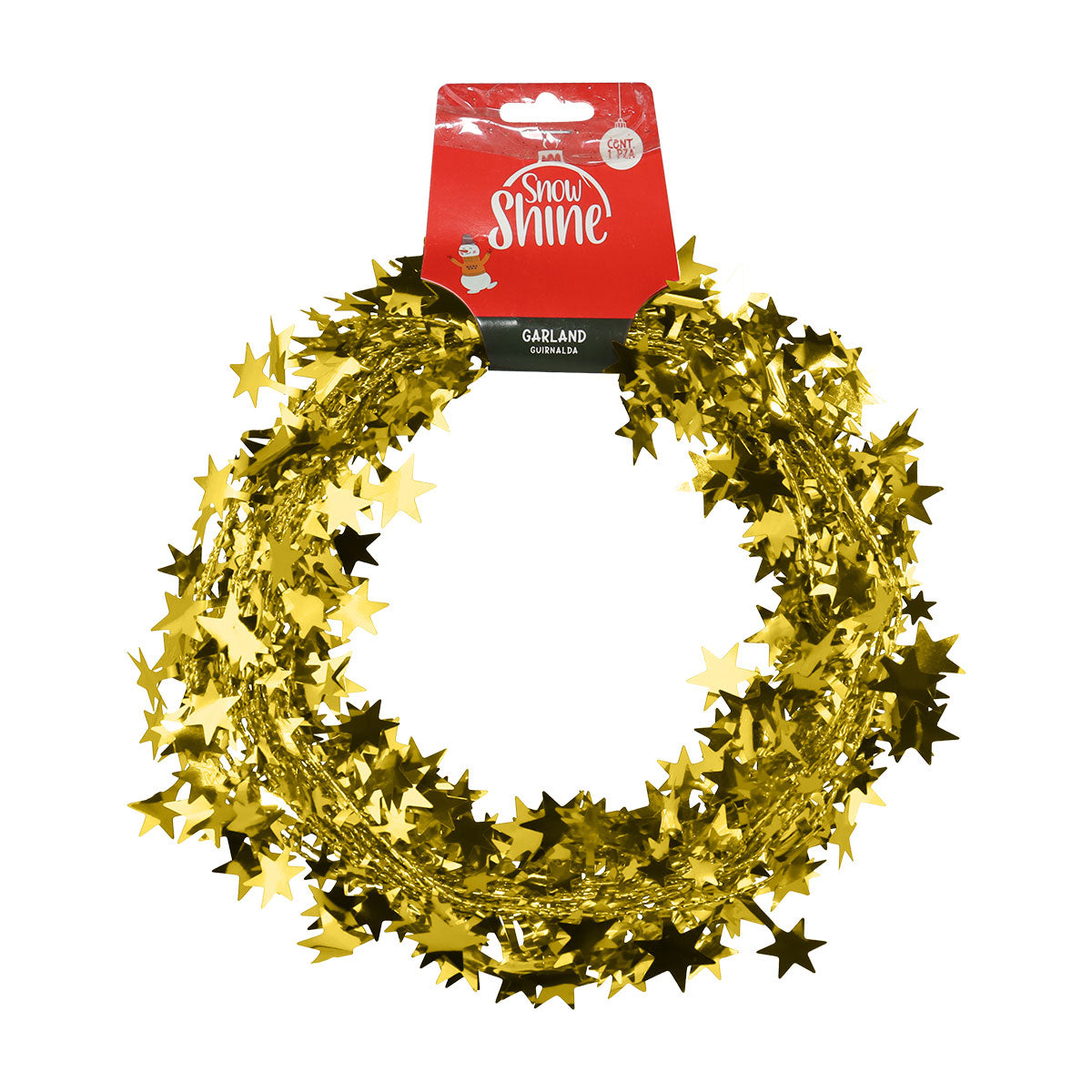 Guirnalda Navideña de Tinsel Brillante color Oro, 7.5m