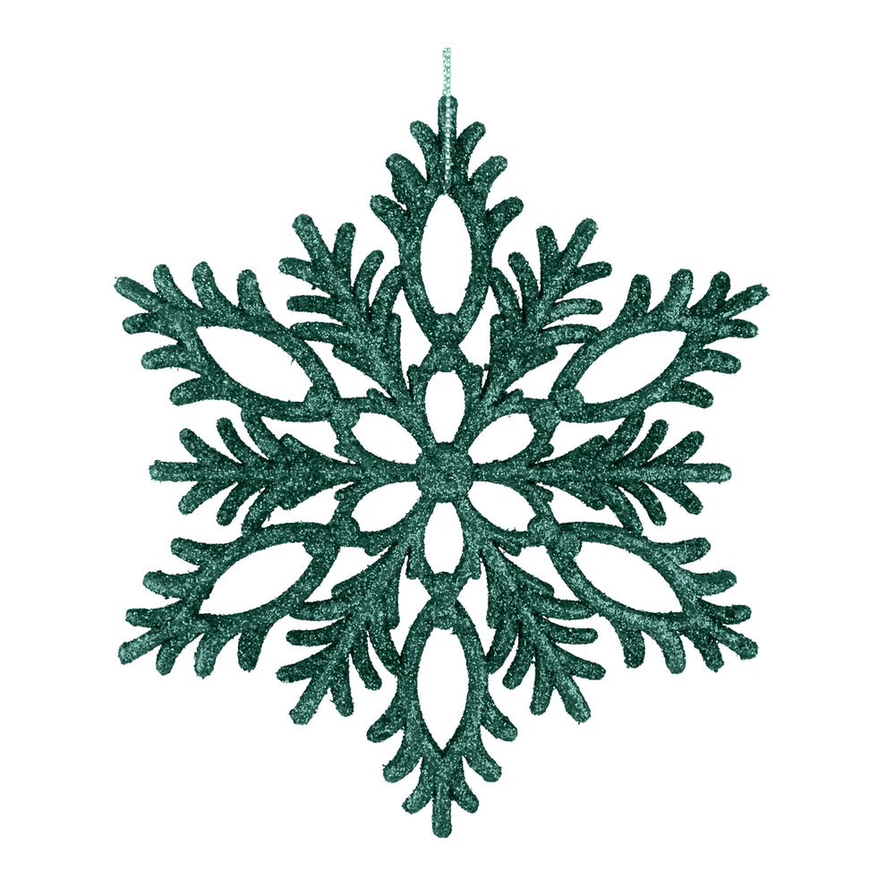 Copo de Nieve, Ornamento Navideño con Glitter, Color Verde