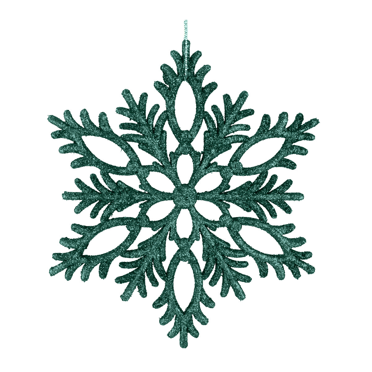 Copo de Nieve, Ornamento Navideño con Glitter, Color Verde
