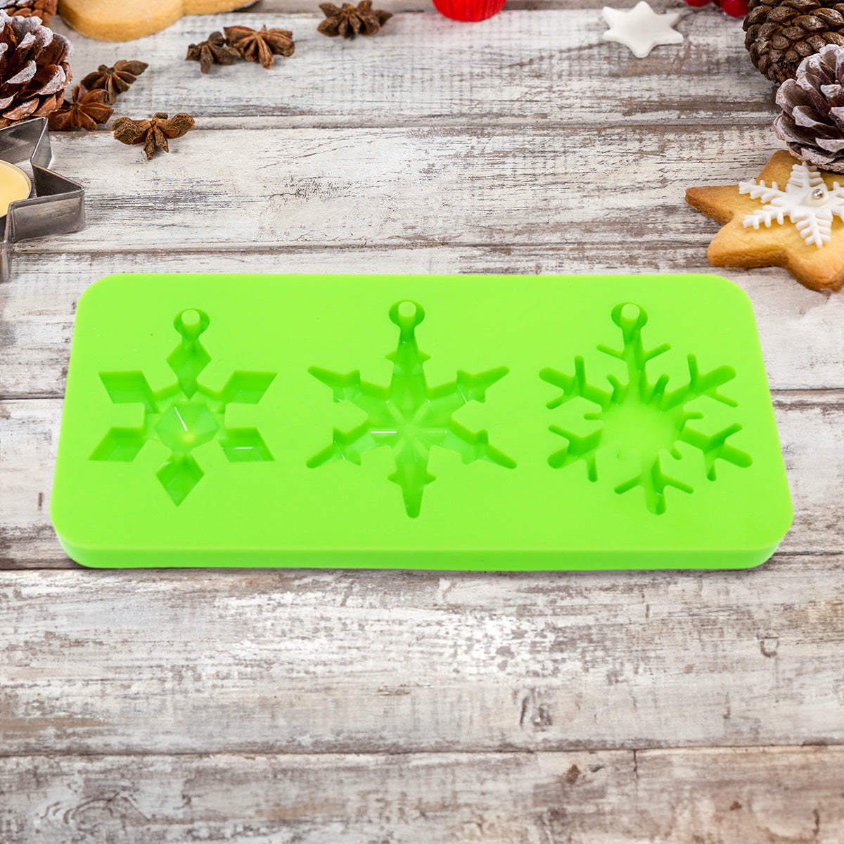 Molde Navideño de Silicón color Verde