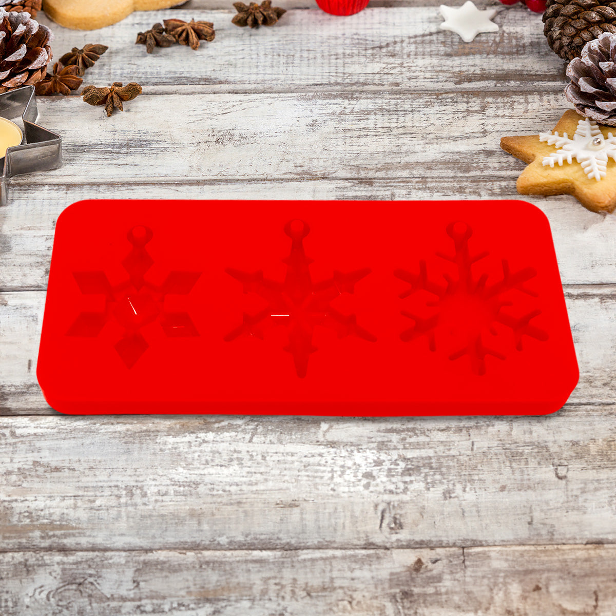 Molde Navideño de Silicón color Rojo