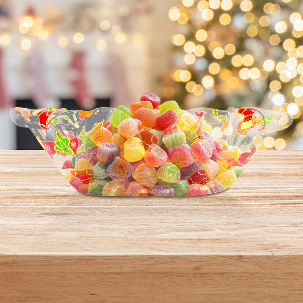 Plato de Plástico Navideño con Efecto Celofán, Diseño Galletas de Jengibre