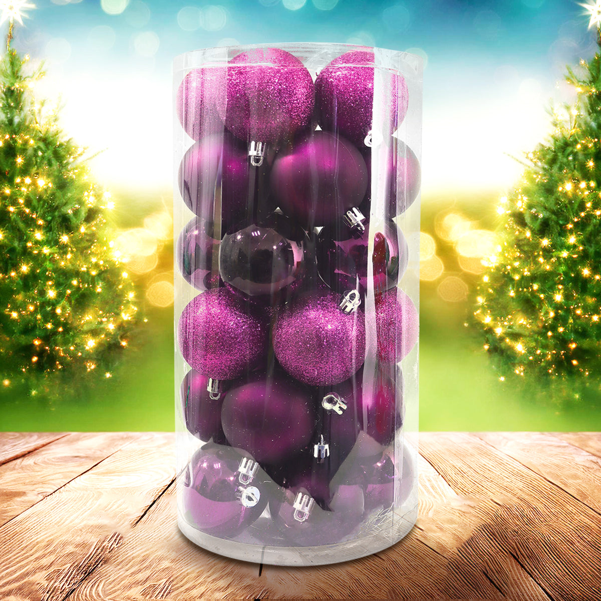 Set Esferas de Navidad, Color Fucsia, 30 pzas