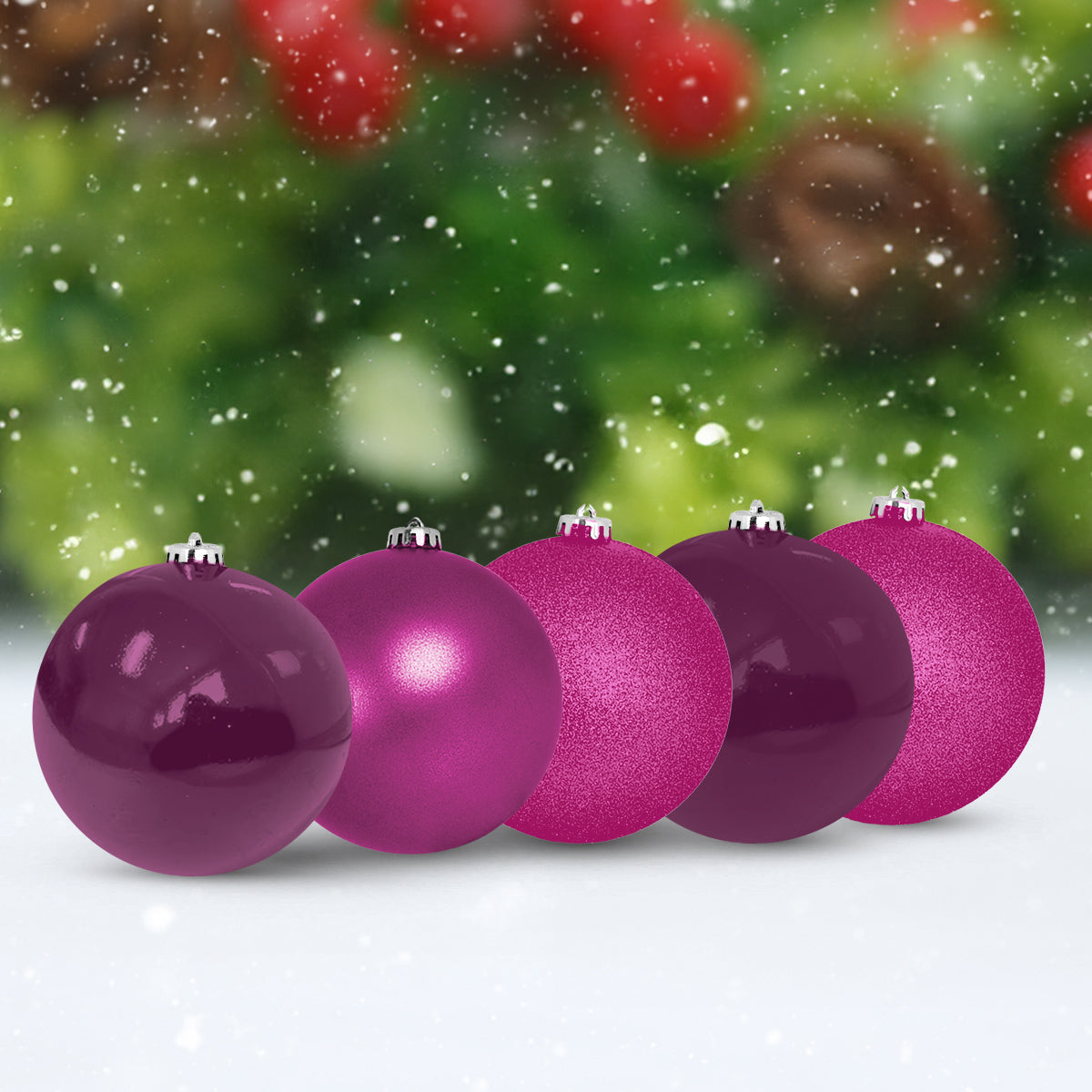 Set Esferas de Navidad, Color Fucsia, 30 pzas