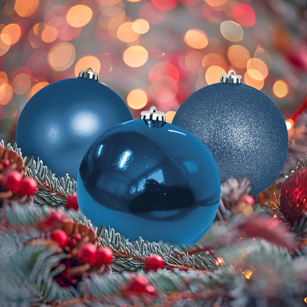 Set de Esferas Navideñas color Azul, 30pzas