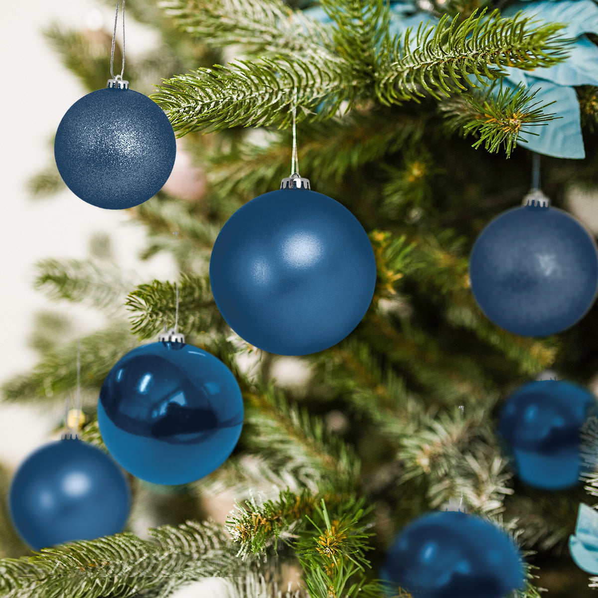 Set de Esferas Navideñas color Azul, 30pzas