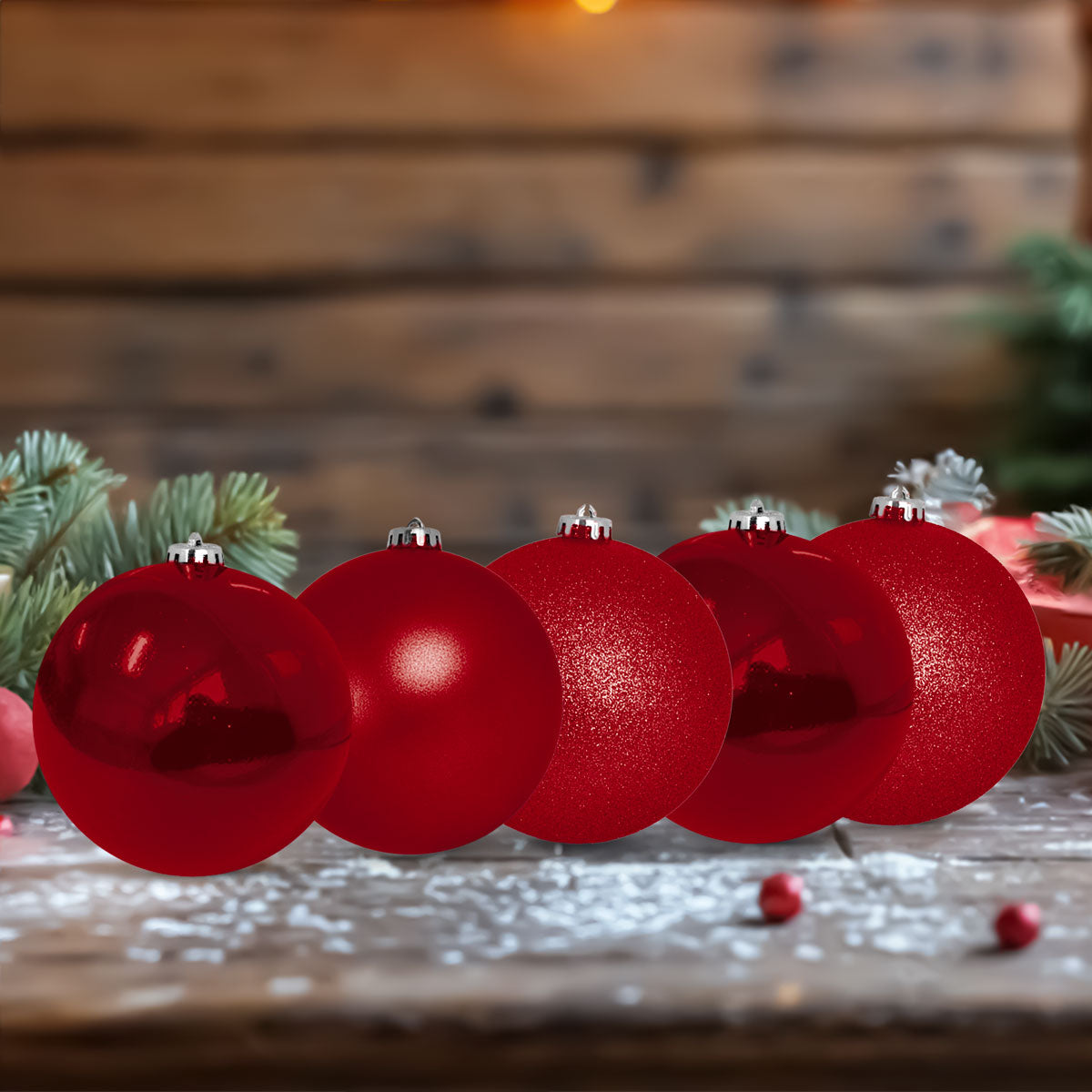 Kit de Esferas Navideñas, 30 pzas, Color Rojo