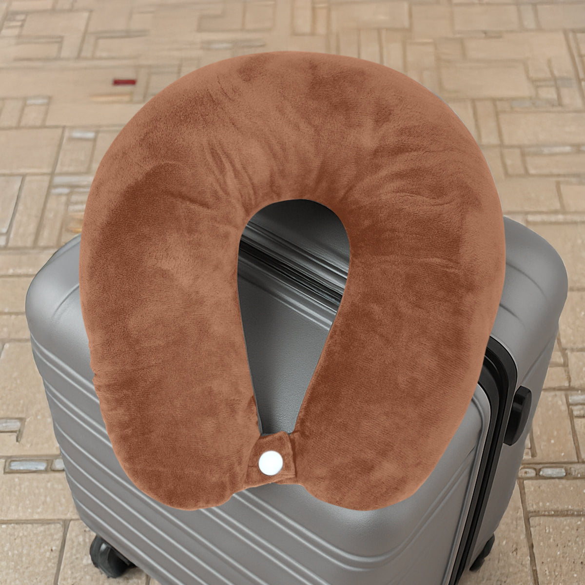 Almohada de Viaje Ergonómica, Color Café