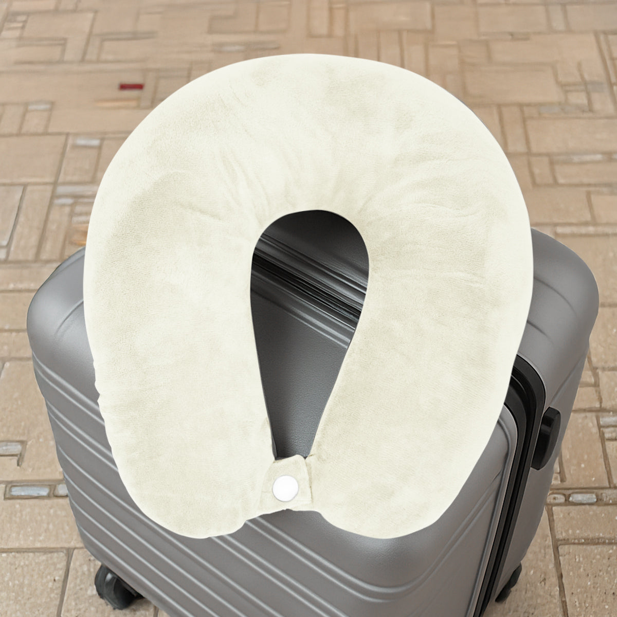 Almohada de Viaje Ergonómica, Color Crema