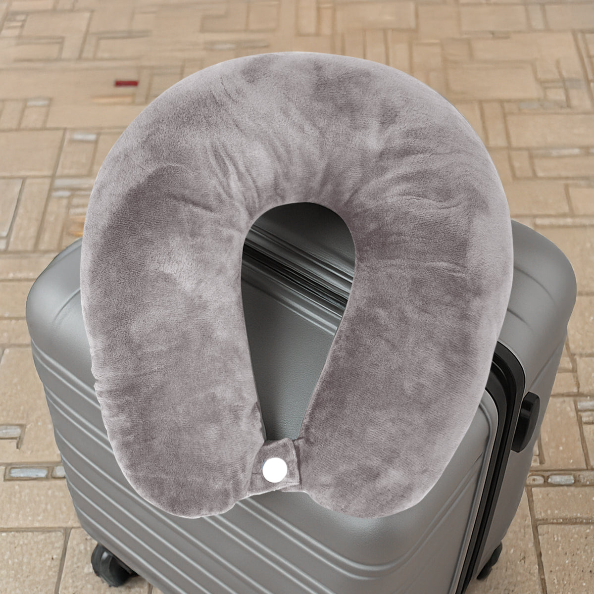 Almohada de Viaje Ergonómica, Color Gris Claro