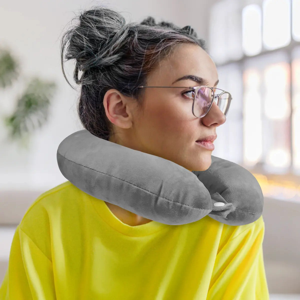 Almohada de Viaje Ergonómica, Gris