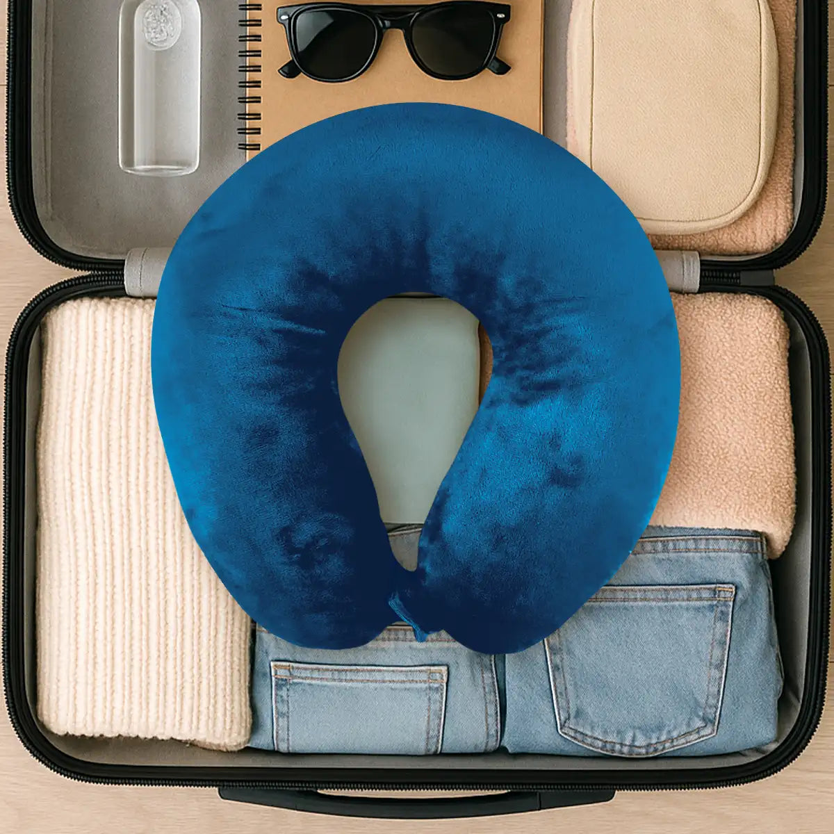 Almohada de Viaje Ergonómica, Color Azul Petróleo