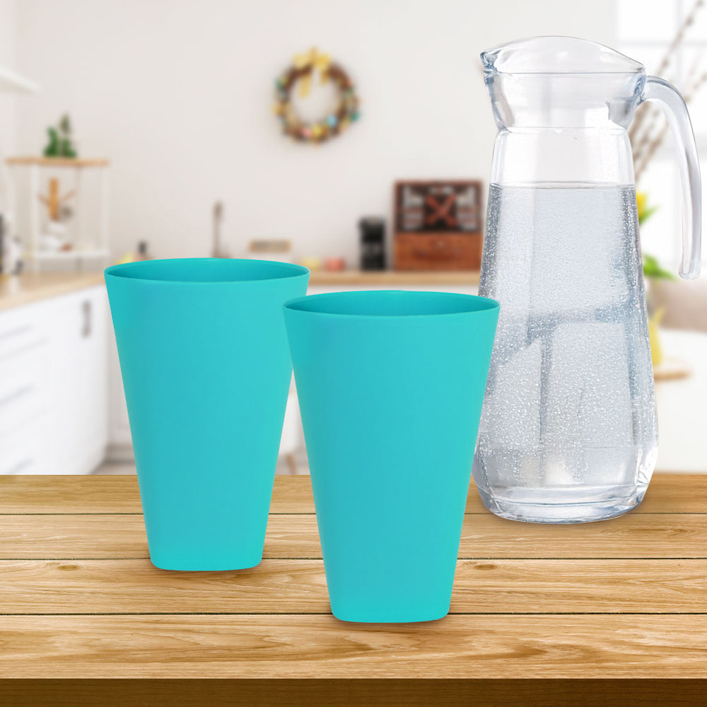Set de 2 Vasos de Plástico, Color Aqua