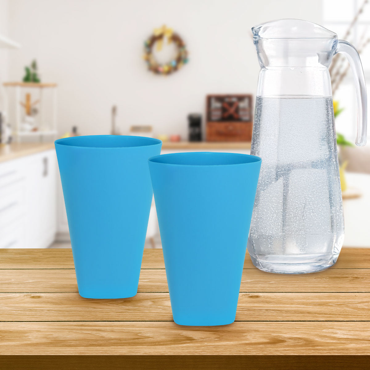 Set de 2 Vasos de Plástico, Color Azul