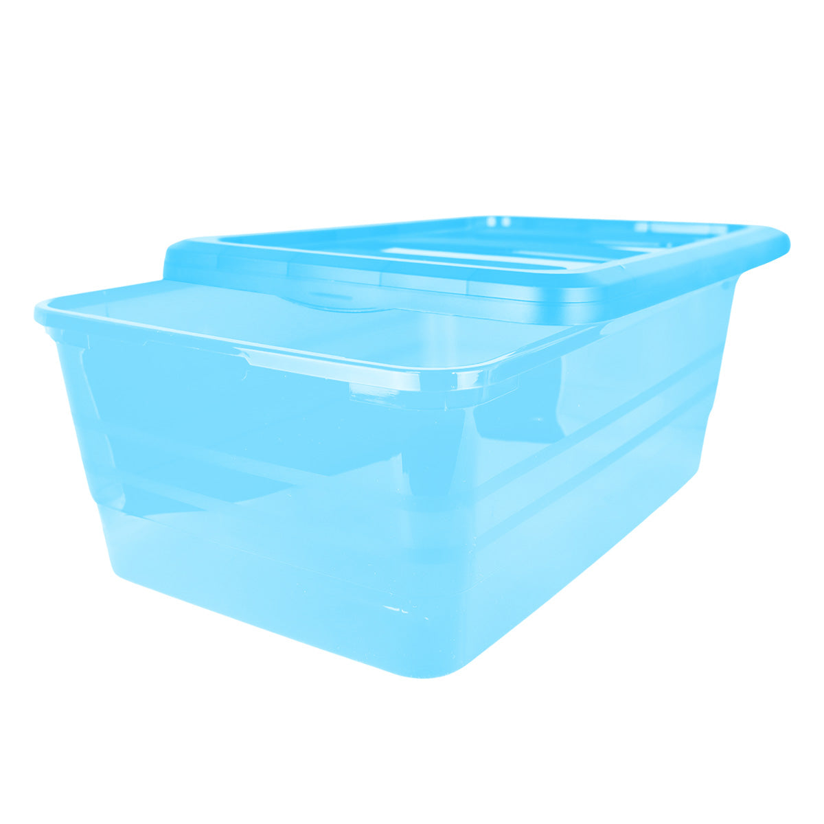 Caja de Plástico con Tapa, Color Azul